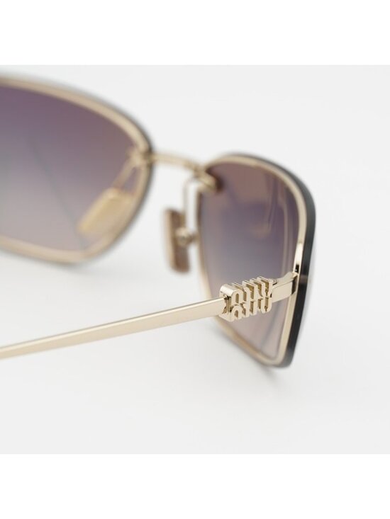 Miu Miu MUA50S ZVN30C Sunglasses Gold Rectangle Frame, Blue Mirror Silver Lenses main image 6